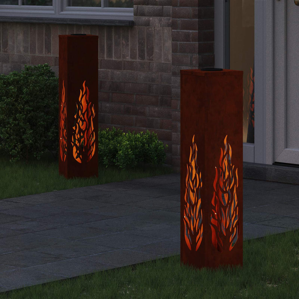 Solar LED Pathway Light 2 pcs Corten Steel Corten Steel