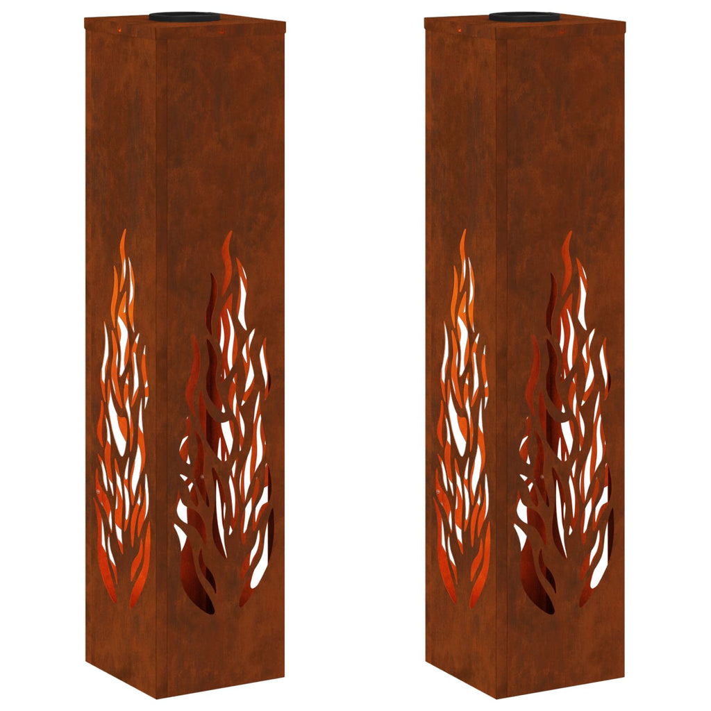 Solar LED Pathway Light 2 pcs Corten Steel Corten Steel
