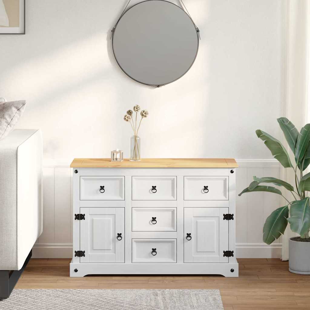Storage Chests with Door White 112 x 40 x 75 cm Solid Pine Wood