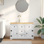Storage Chests with Door White 112 x 40 x 75 cm Solid Pine Wood
