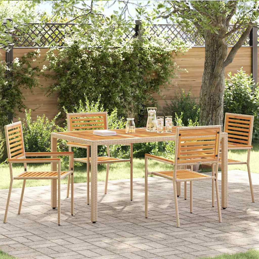 Garden Stacking Chairs 4 pcs Brown and Beige