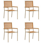 Garden Stacking Chairs 4 pcs Brown and Beige
