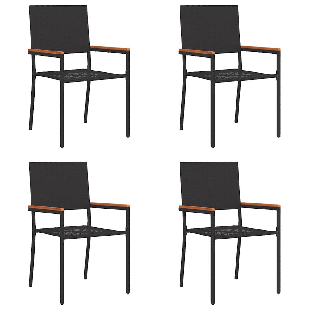 Garden Stacking Chairs 4 pcs Black and Brown