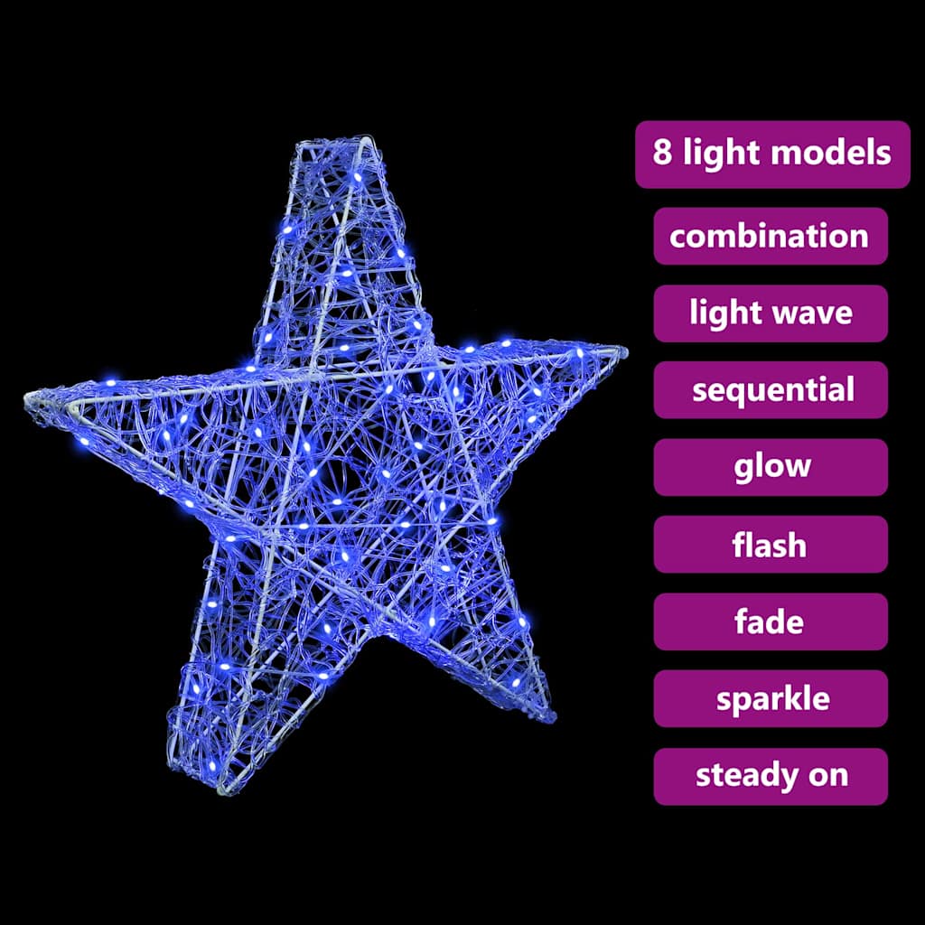 3D Star with 50 LEDs Blue 55 x 53.5 x 10 cm Acrylic