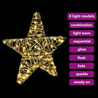 3D Star with 50 LEDs Warm white 55 x 52.5 x 9 cm Rattan