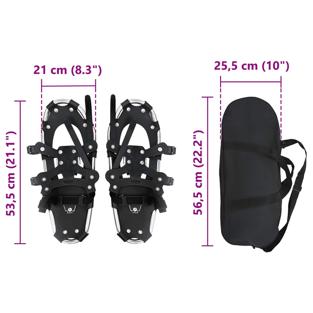 3 in 1 Snowshoes Silver and Black 21 inches Aluminum and HDPE