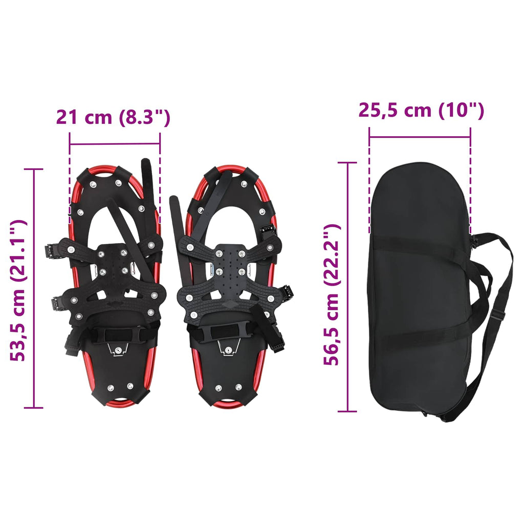 3 in 1 Snowshoes Red and Black 21 inches Aluminum and HDPE