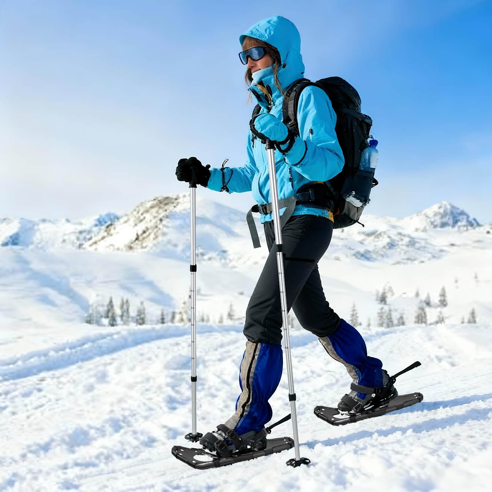 3 in 1 Snowshoes Black 21 inches Aluminum and HDPE