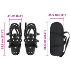 3 in 1 Snowshoes Black 21 inches Aluminum and HDPE