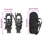 3 in 1 Snowshoes Silver and Black 25 inches Aluminum and HDPE