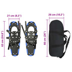 3 in 1 Snowshoes Blue and Black 25 inches Aluminum and HDPE