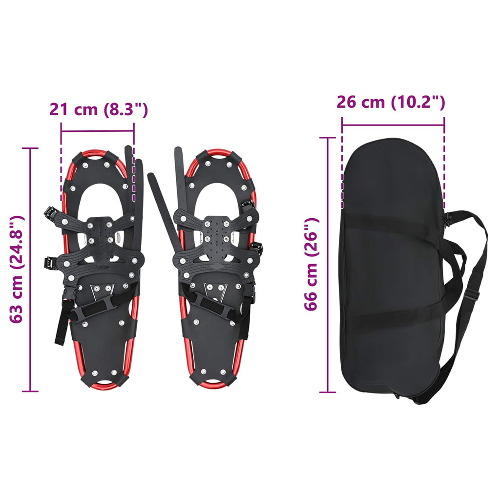 3 in 1 Snowshoes Red and Black 25 inches Aluminum and HDPE