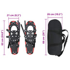 3 in 1 Snowshoes Red and Black 25 inches Aluminum and HDPE