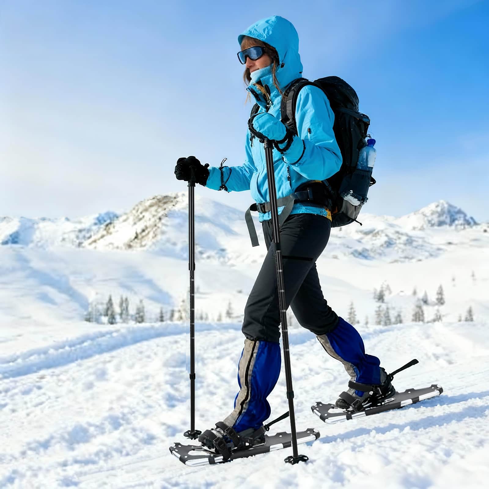 3 in 1 Snowshoes Silver and Black 30 inches Aluminum and HDPE