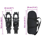 3 in 1 Snowshoes Silver and Black 30 inches Aluminum and HDPE
