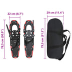3 in 1 Snowshoes Red and Black 30 inches Aluminum and HDPE