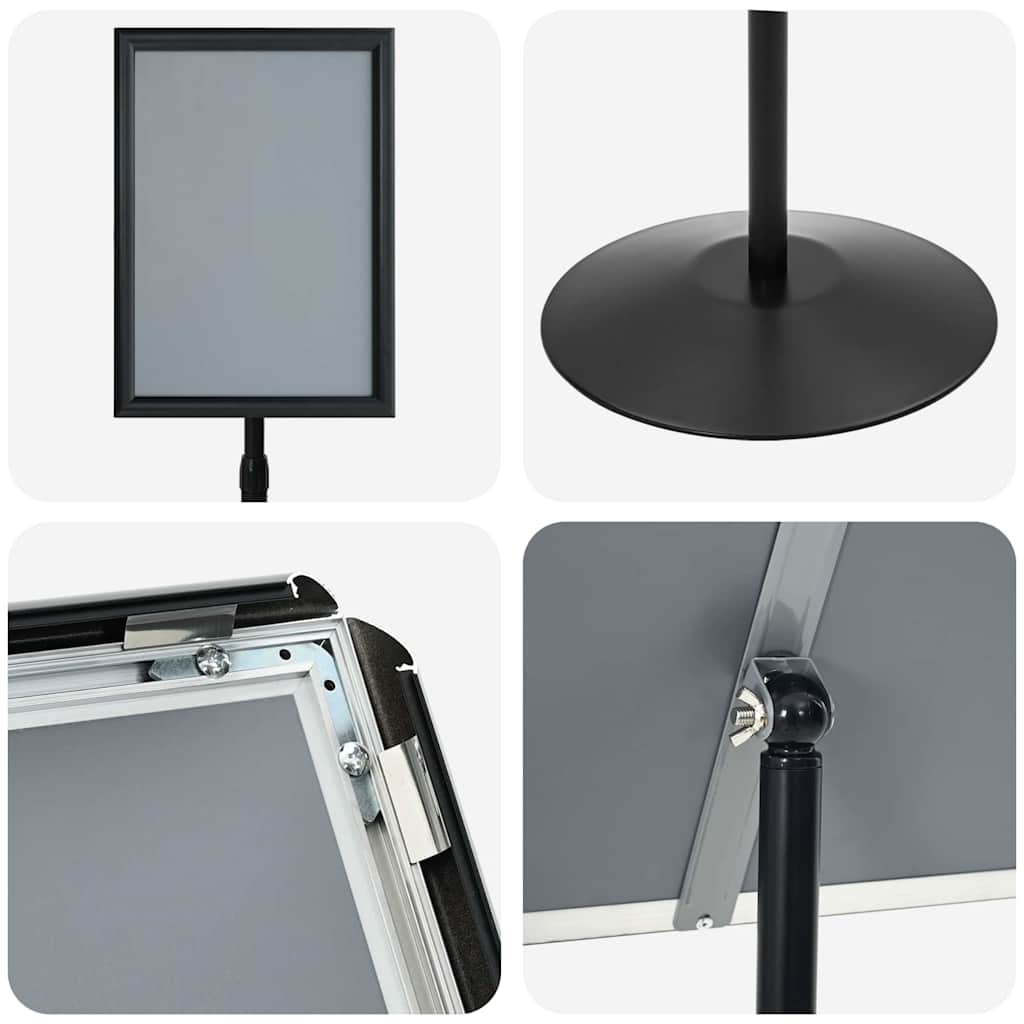 Pedestal Poster Stand Manual Black A3 Aluminum and PVC