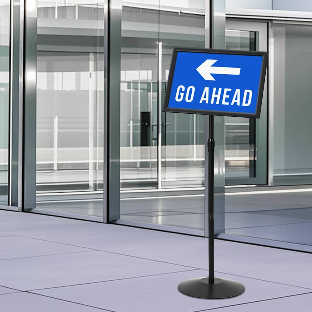 Pedestal Poster Stand Manual Black A3 Aluminum and PVC