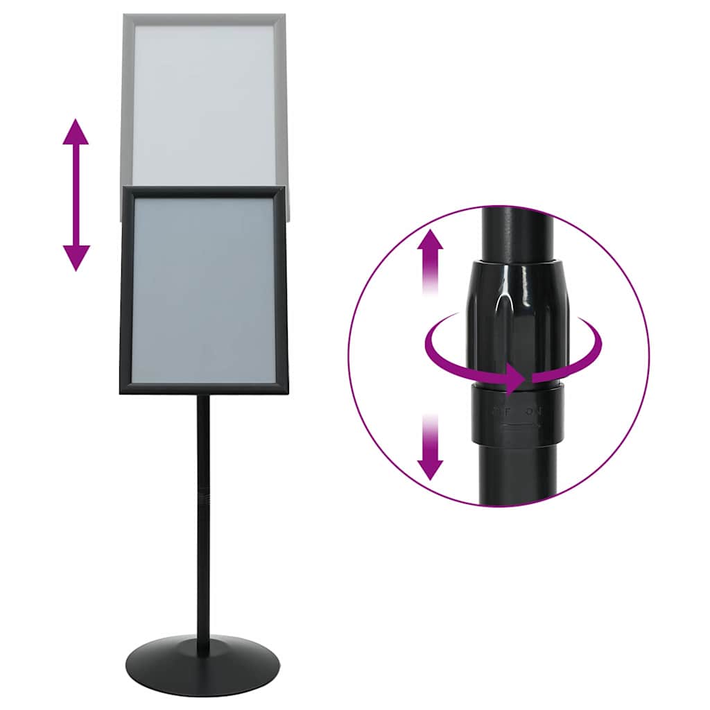 Pedestal Poster Stand Manual Black A3 Aluminum and PVC