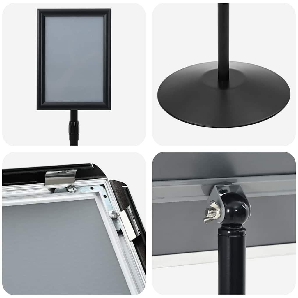 Pedestal Poster Stand Manual Black A4 Aluminum and PVC