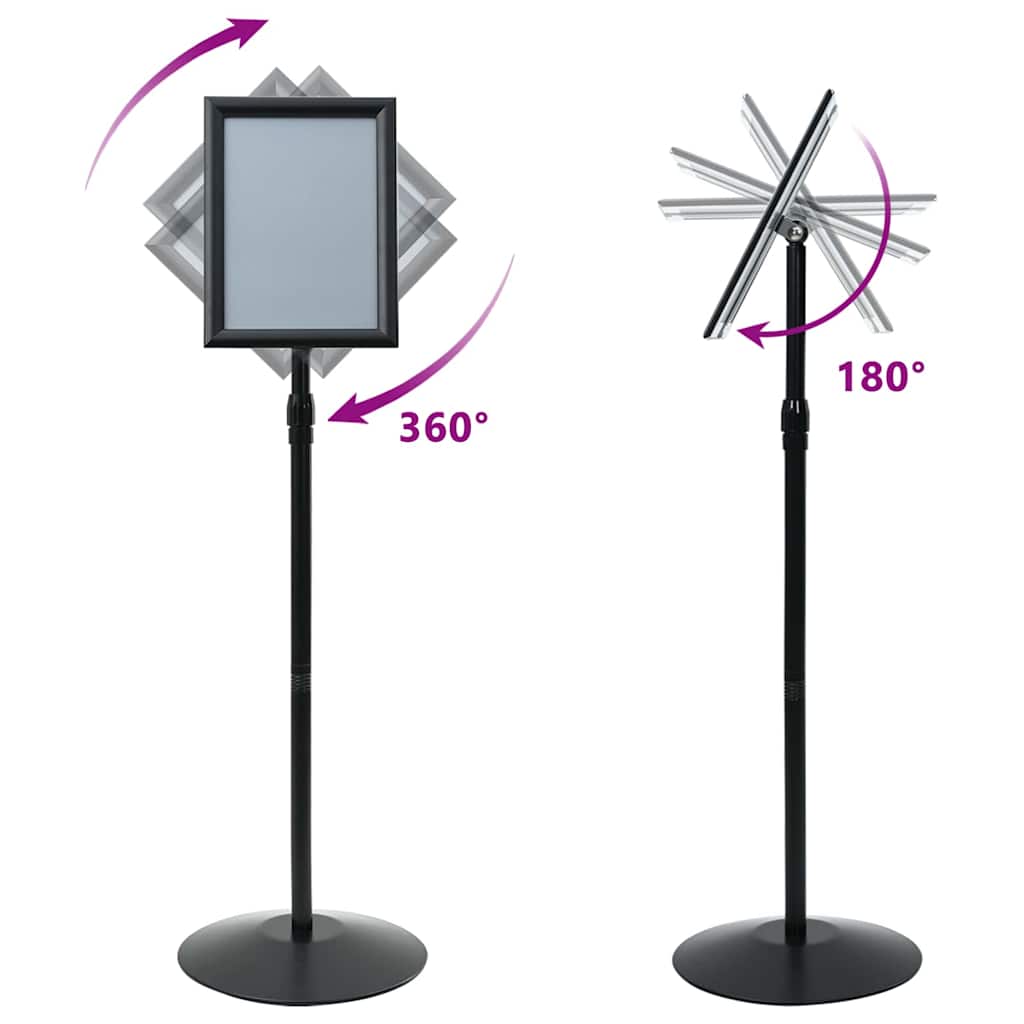 Pedestal Poster Stand Manual Black A4 Aluminum and PVC