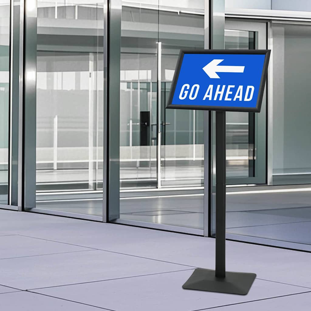 Pedestal Poster Stand Silver A3 PVC and Cast Iron