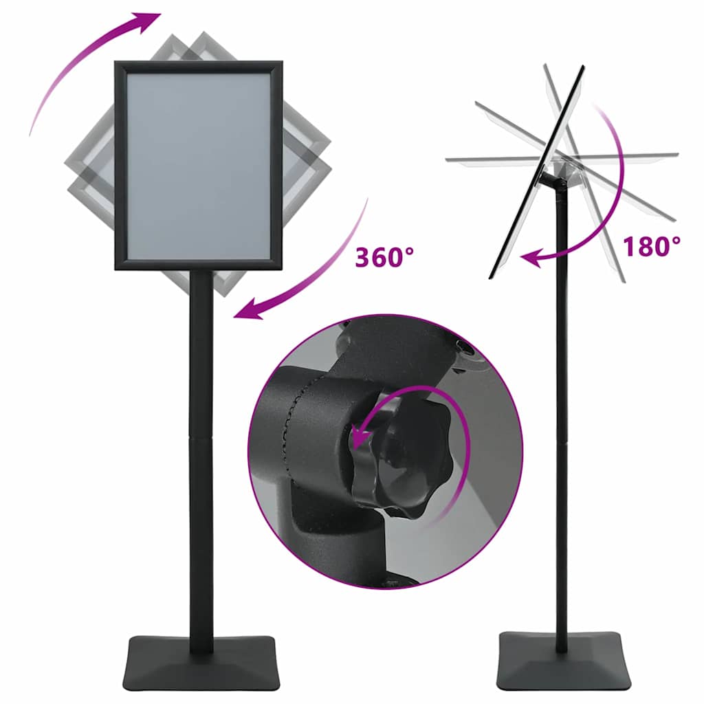 Pedestal Poster Stand Silver A3 PVC and Cast Iron