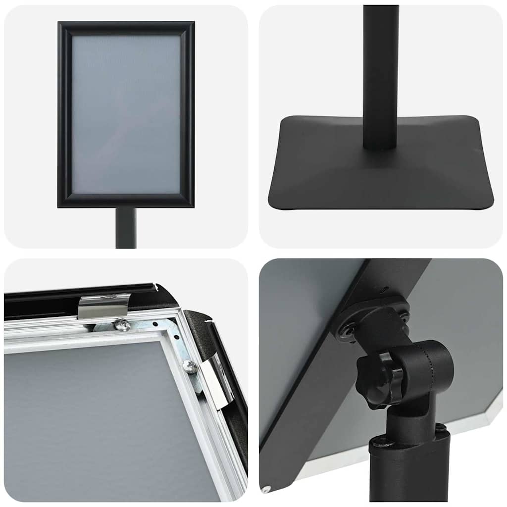 Pedestal Poster Stand Silver A4 PVC and Cast Iron