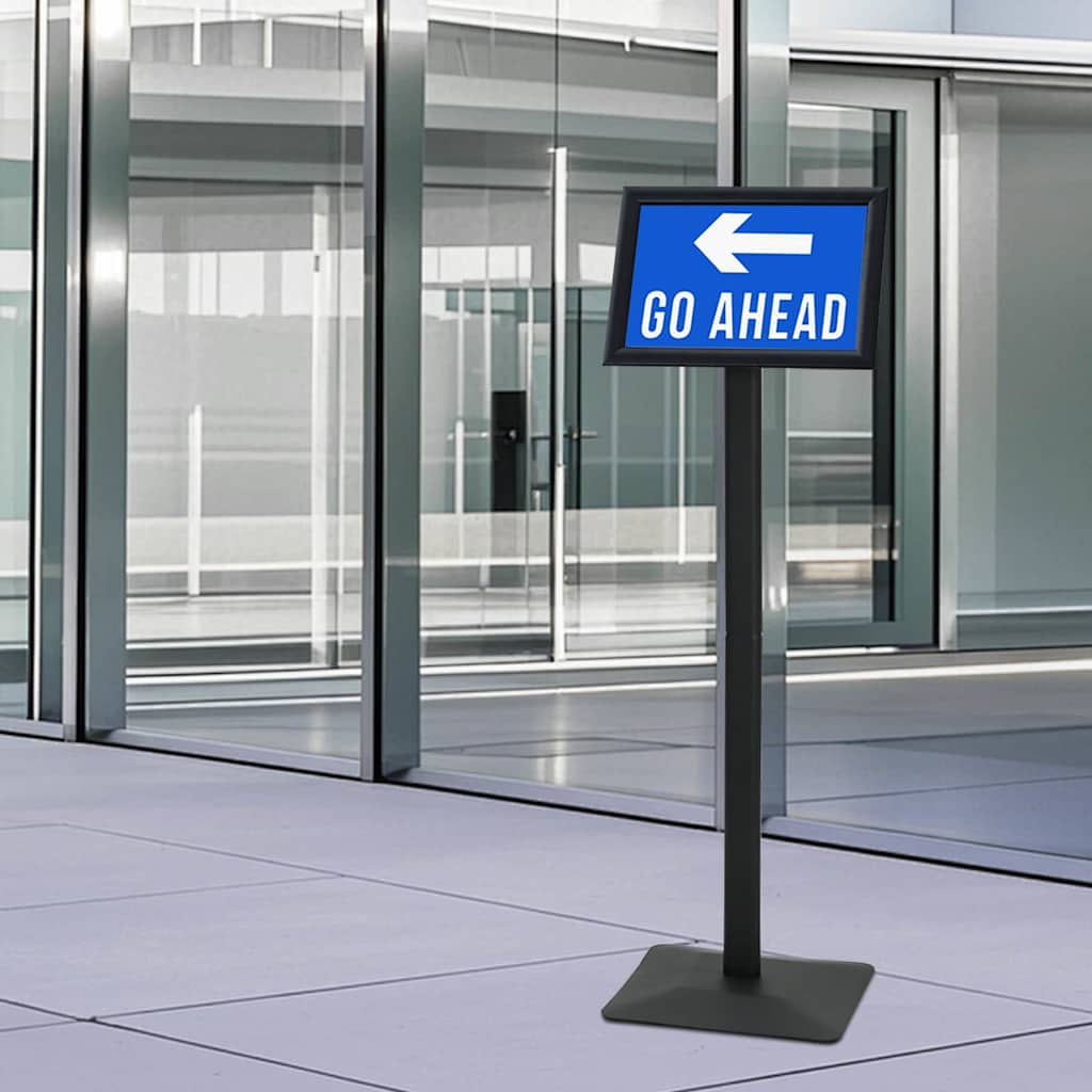 Pedestal Poster Stand Silver A4 PVC and Cast Iron