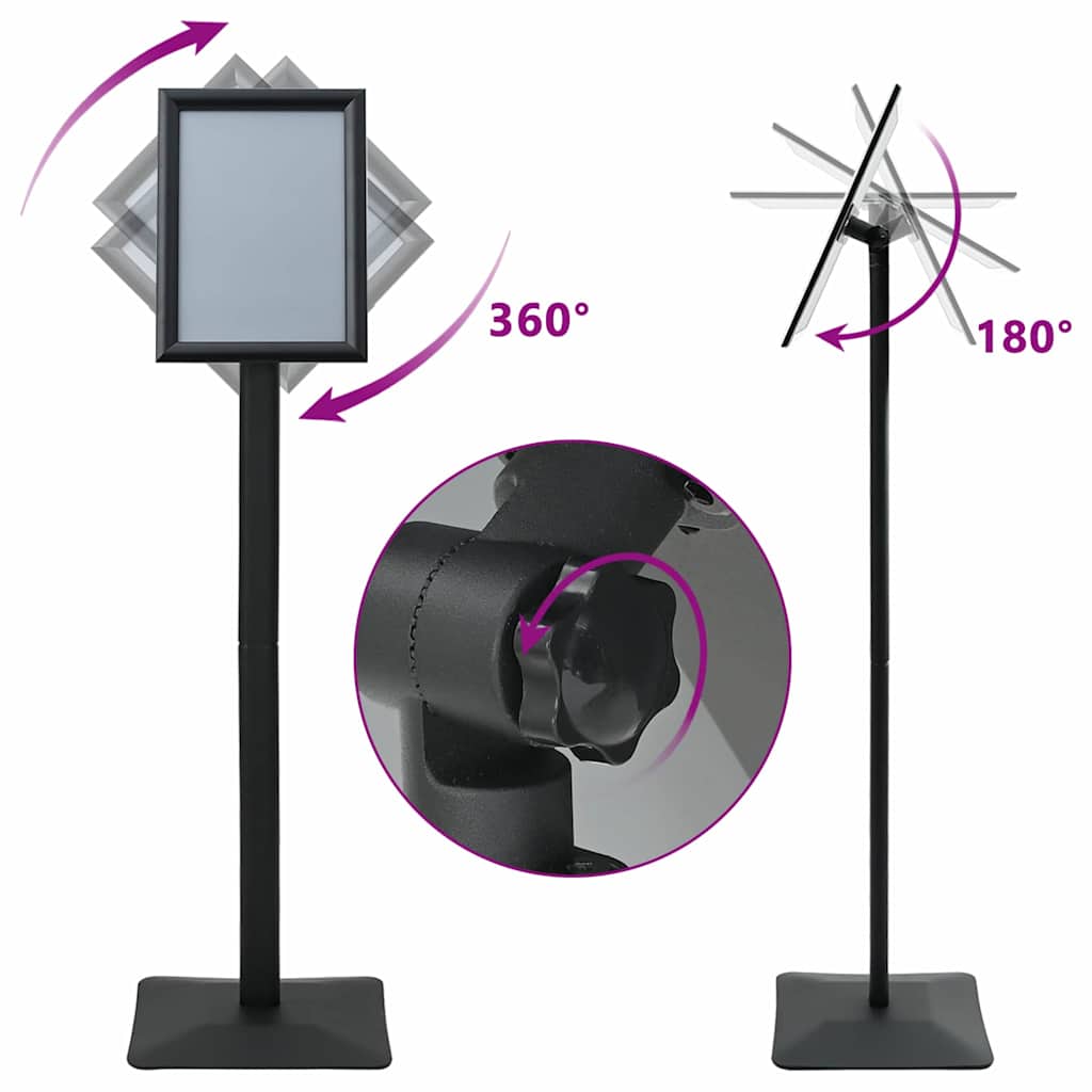 Pedestal Poster Stand Silver A4 PVC and Cast Iron