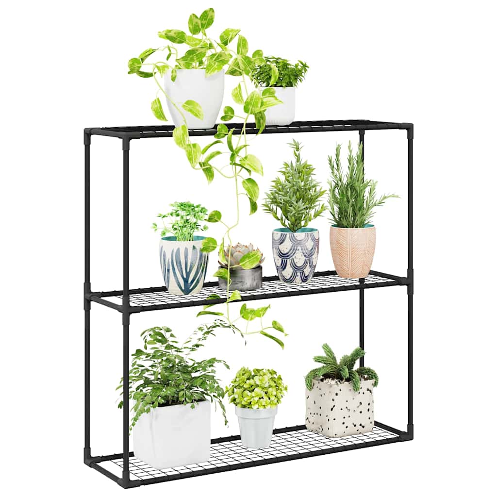 3-Tier Plant Stand Black 100 x 32 x 102 cm Steel