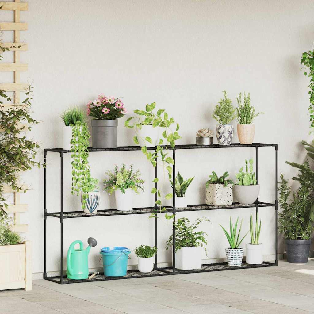 3-Tier Plant Stand Black 200 x 32 x 104 cm Steel