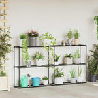 3-Tier Plant Stand Black 200 x 32 x 104 cm Steel