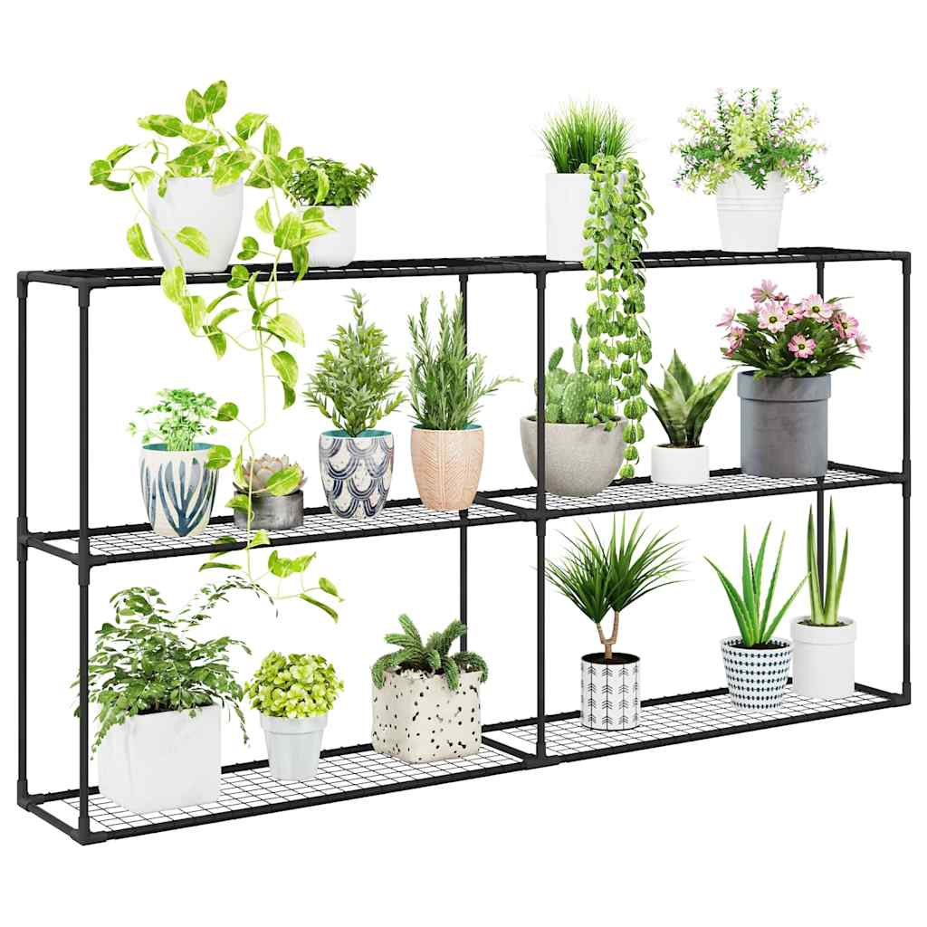 3-Tier Plant Stand Black 200 x 32 x 104 cm Steel