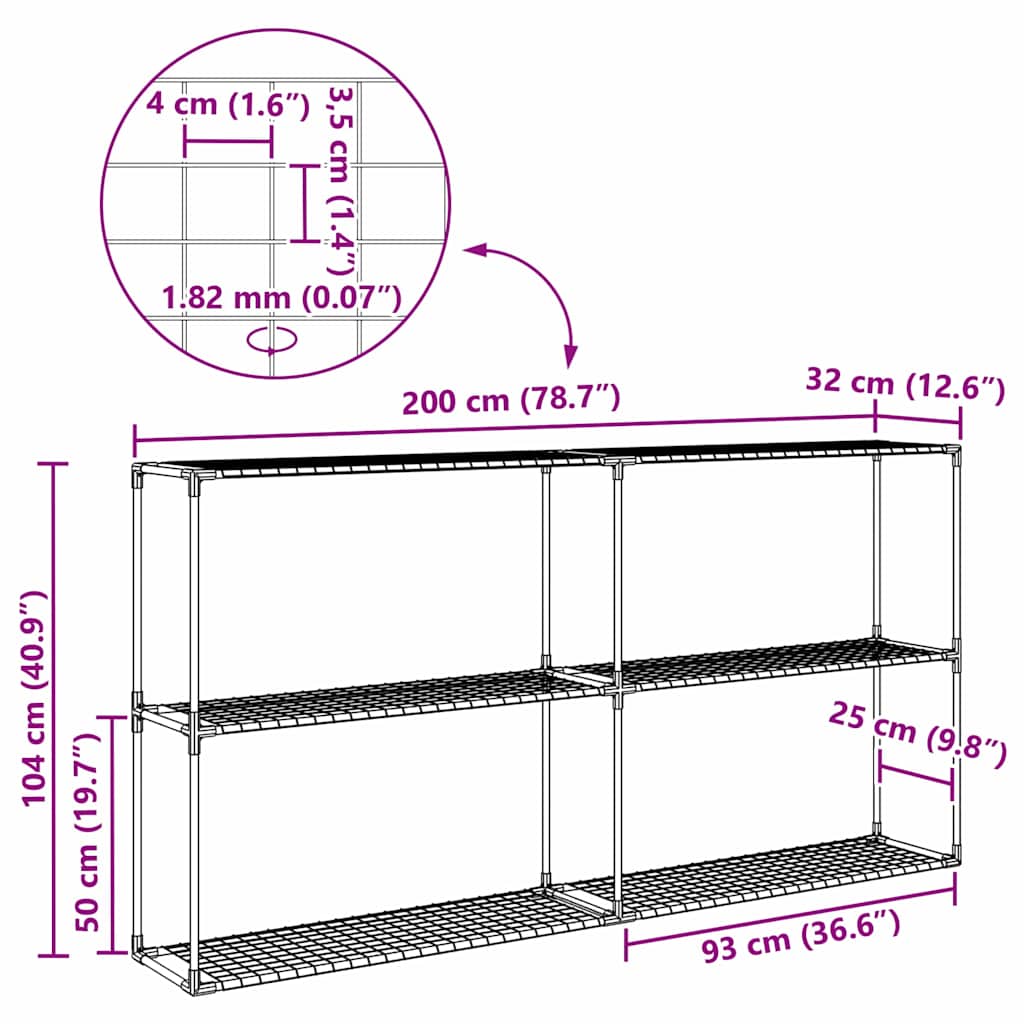 3-Tier Plant Stand Black 200 x 32 x 104 cm Steel