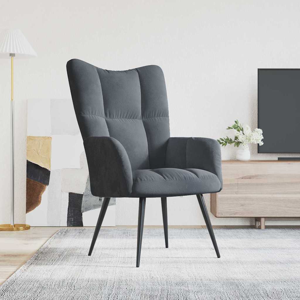 Relaxing Chair Dark Grey 70 x 61 x 96.5 cm Velvet