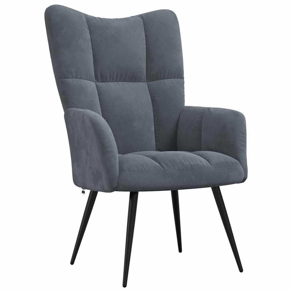 Relaxing Chair Dark Grey 70 x 61 x 96.5 cm Velvet