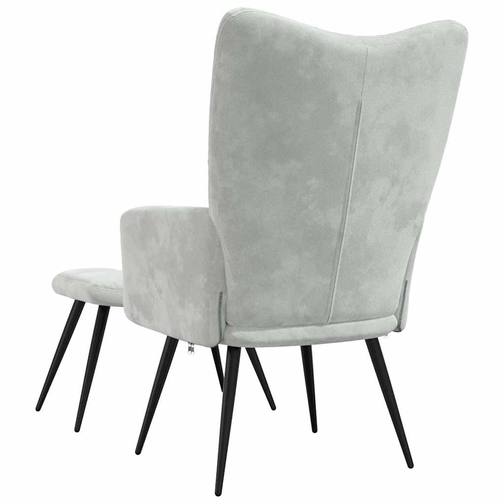 Relaxing chair with Footstool 2 pcs Light Grey Velvet