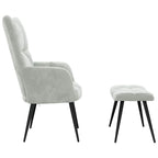 Relaxing chair with Footstool 2 pcs Light Grey Velvet