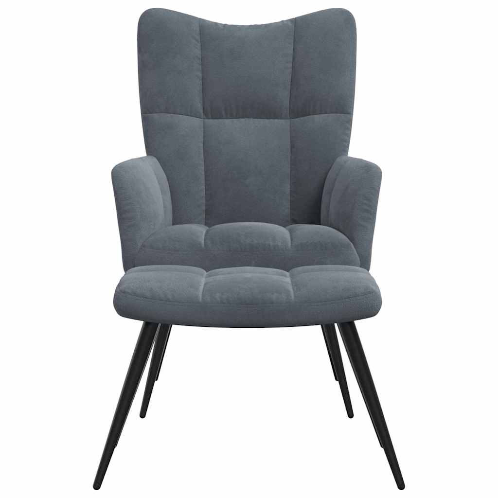 Relaxing chair with Footstool 2 pcs Dark Grey Velvet