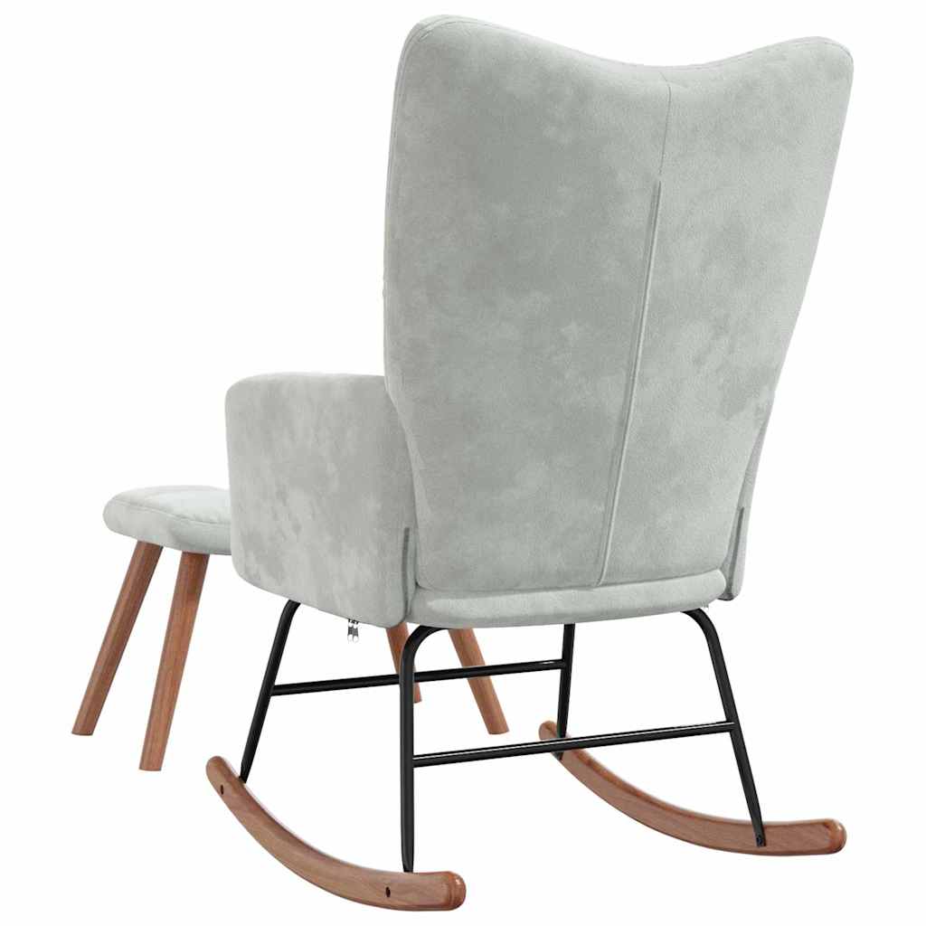 Rocking Chair with Footstool Light Grey 78 x 61 x 98 cm Velvet