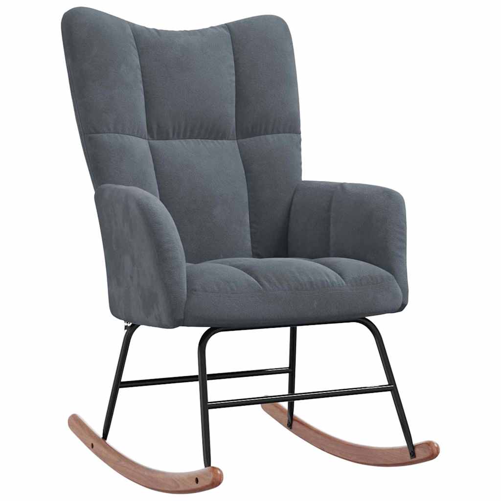 Rocking Chair with Footstool 2 pcs Dark Grey Velvet