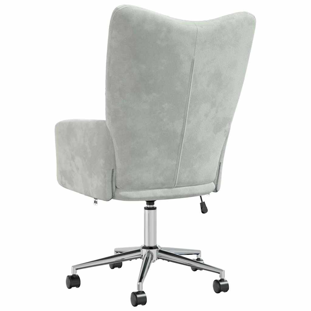 Relaxing Chair with Wheel Light Grey 69 x 61.5 x 102 cm Velvet