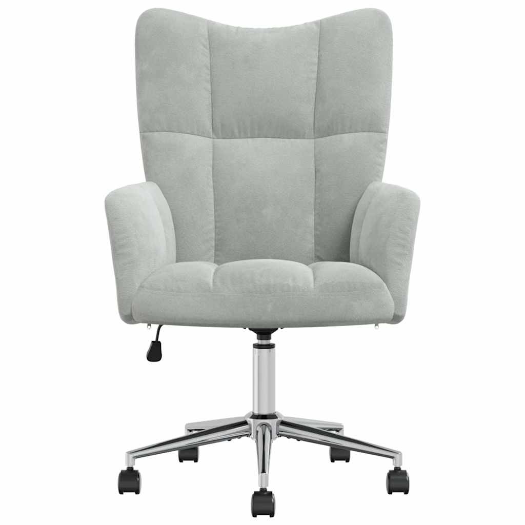 Relaxing Chair with Wheel Light Grey 69 x 61.5 x 102 cm Velvet