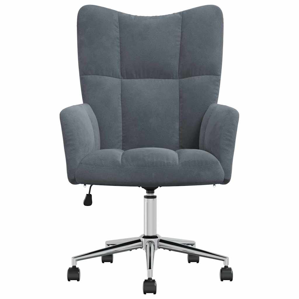 Relaxing Chair with Wheel Dark Grey 69 x 61.5 x 102 cm Velvet