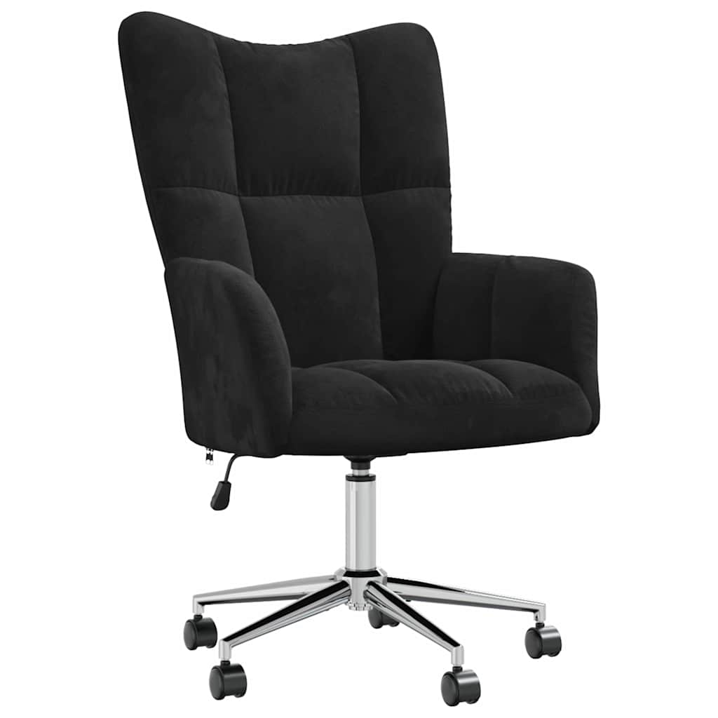 Relaxing Chair with Wheel Black 69 x 61.5 x 102 cm Velvet