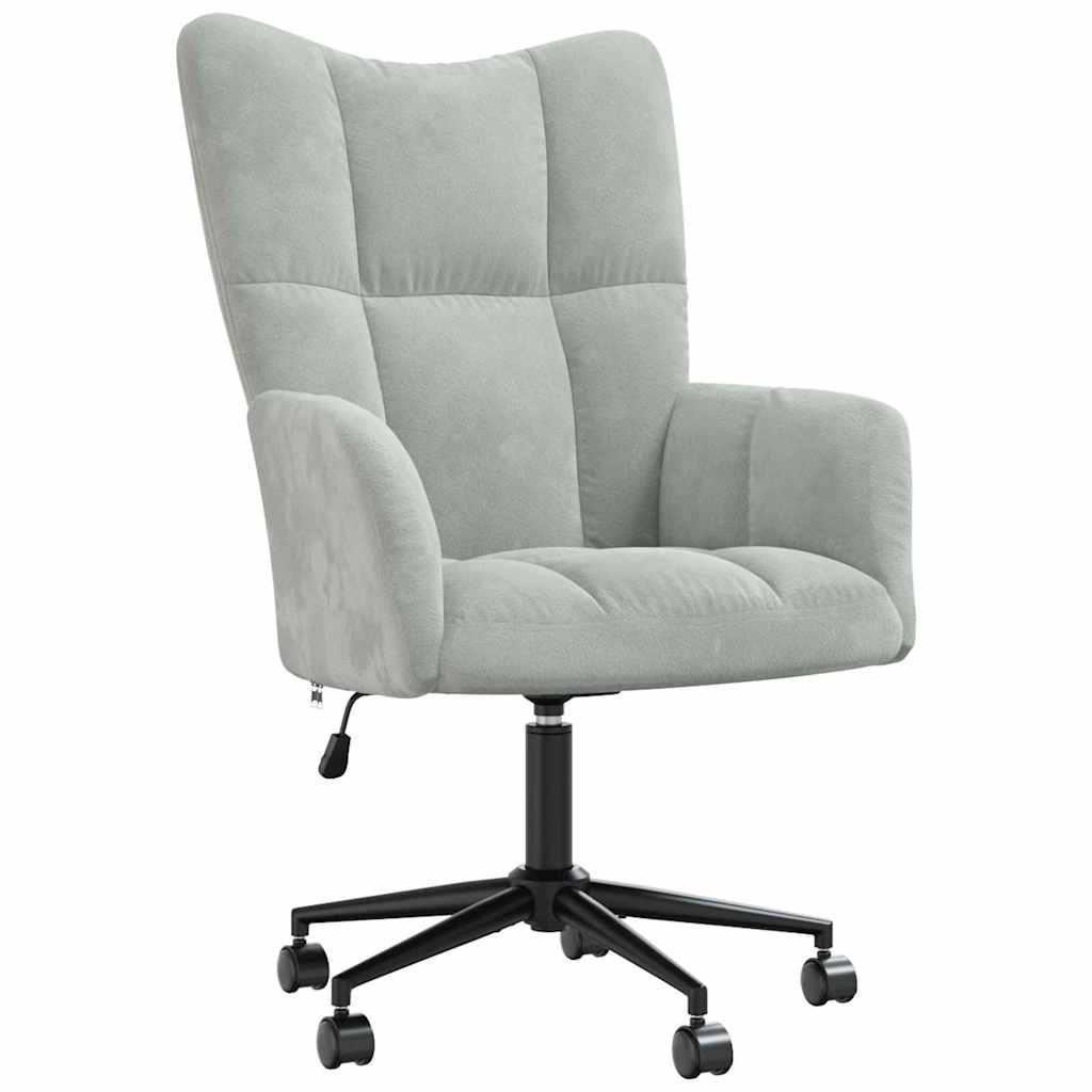 Relaxing Chair with Wheel Light Grey 69 x 61.5 x 102 cm Velvet