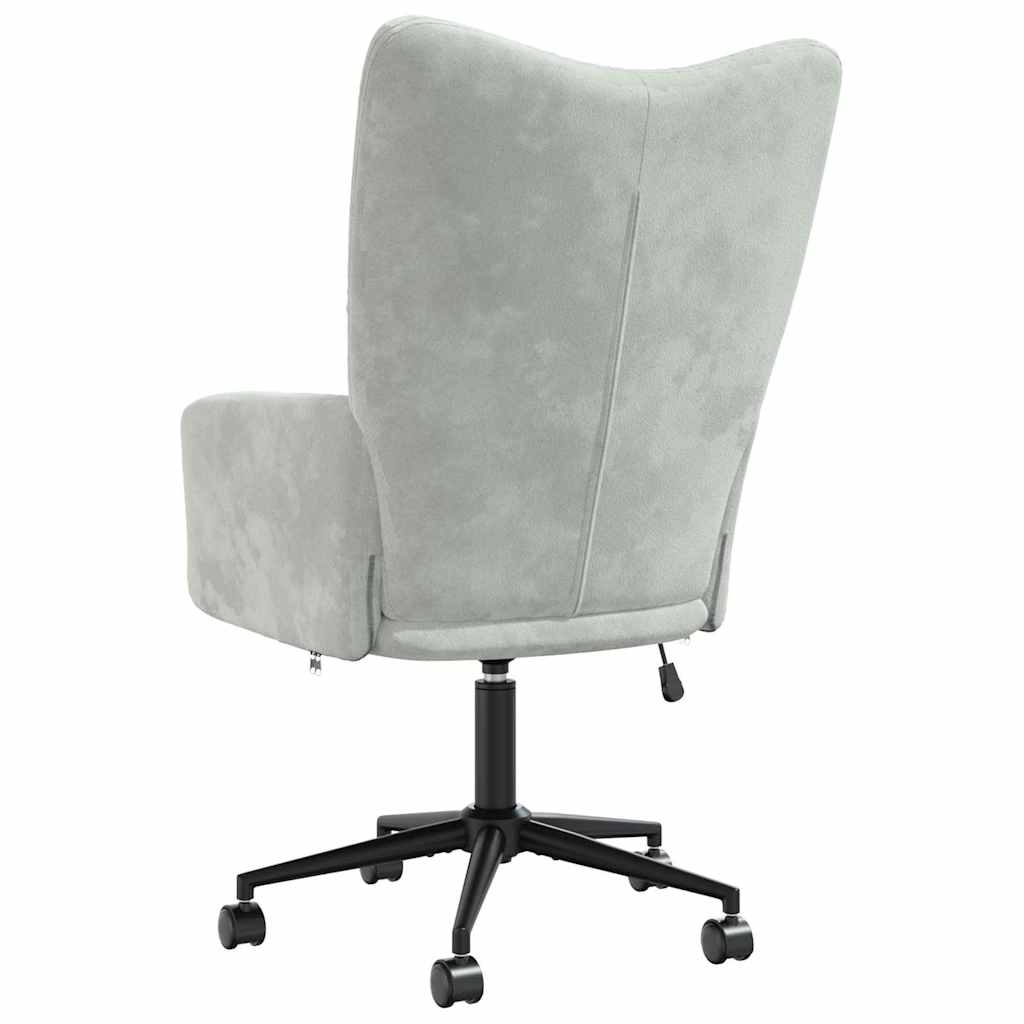 Relaxing Chair with Wheel Light Grey 69 x 61.5 x 102 cm Velvet