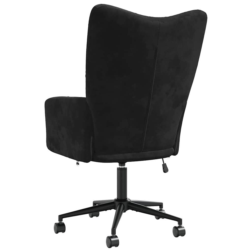 Relaxing Chair with Wheel Black 69 x 61.5 x 102 cm Velvet