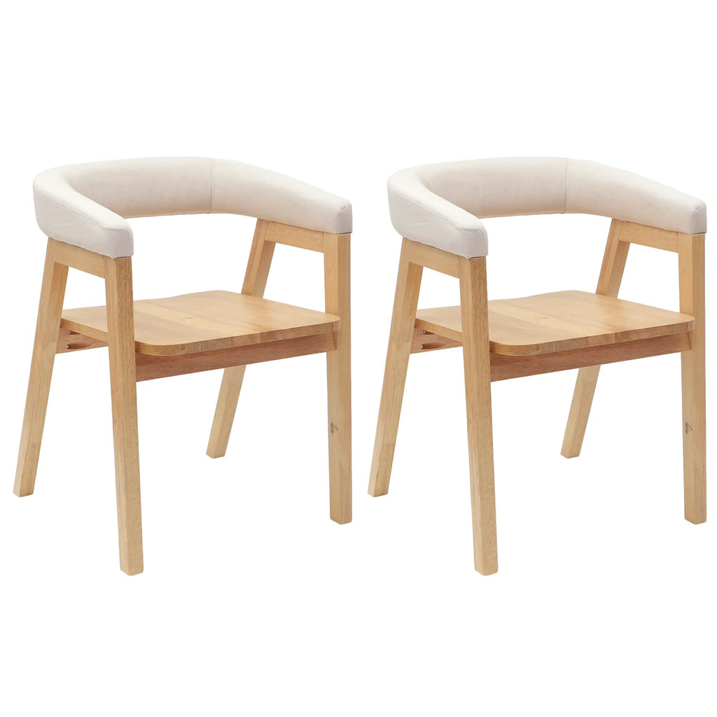 Dining Chairs 2 pcs Natural 54 x 57 x 73 cm Solid Rubber Wood